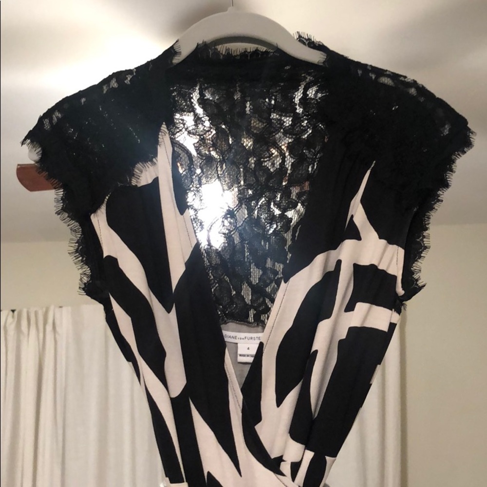 Black & White Lace DVF wrap dress